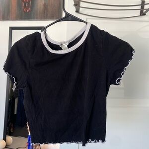 Black Croptop w White Trim (L)